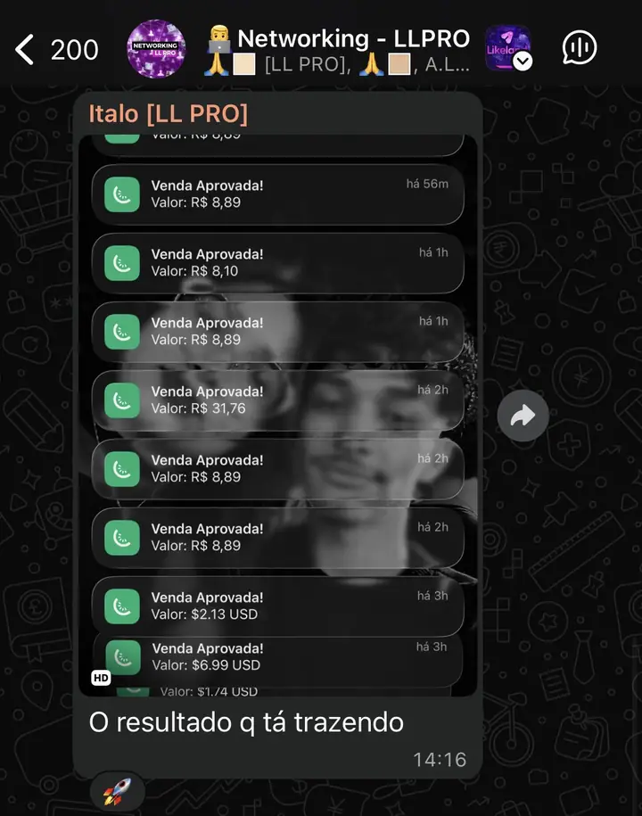 Print de notificações de vendas de infoproduto