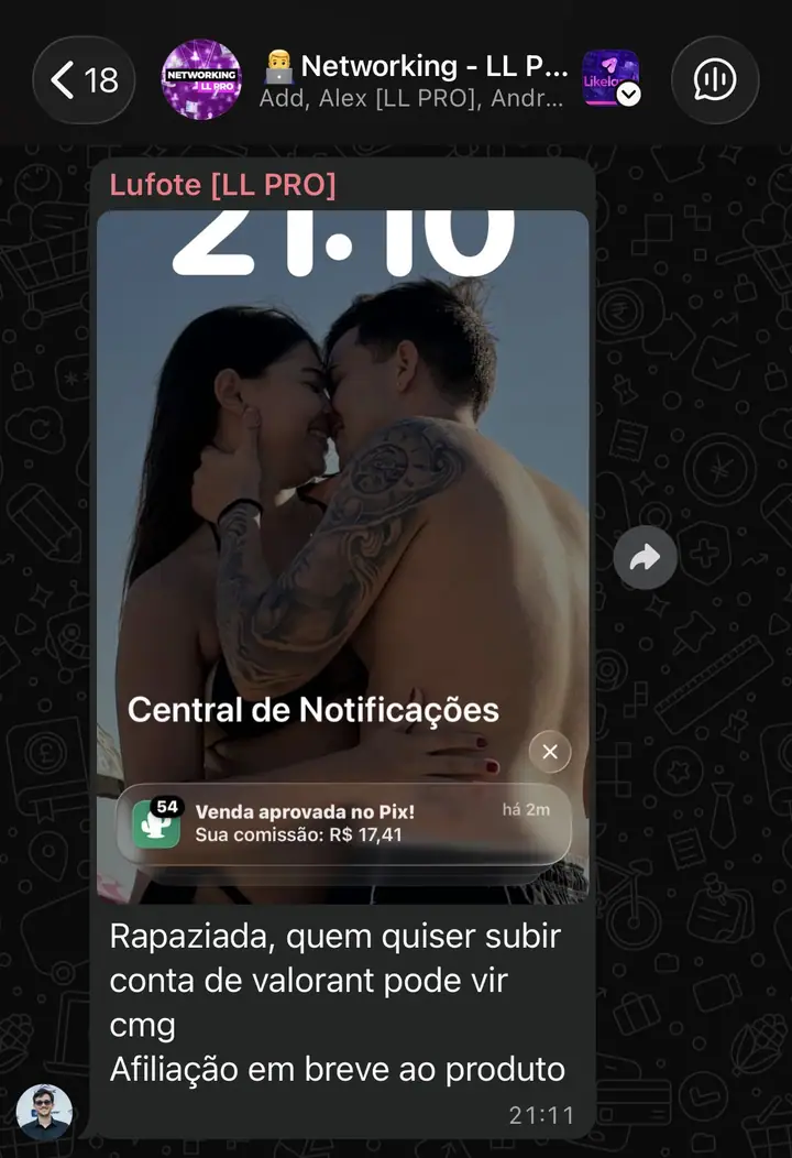 Print de notificações de vendas de infoproduto