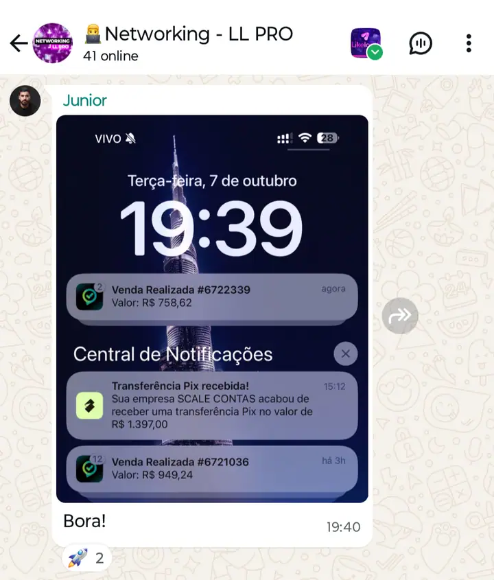 Print de notificações de vendas de infoproduto